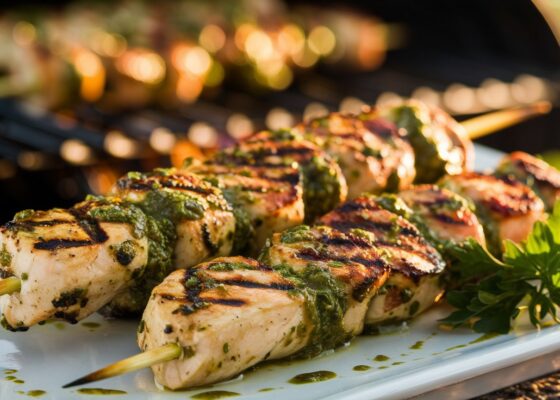 Grilled Pesto Chicken Kabobs