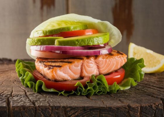 Grilled Salmon Burgers with Lettuce Buns