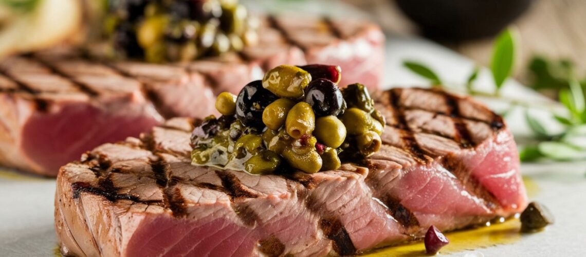 Grilled Tuna Steaks with Olive Tapenade