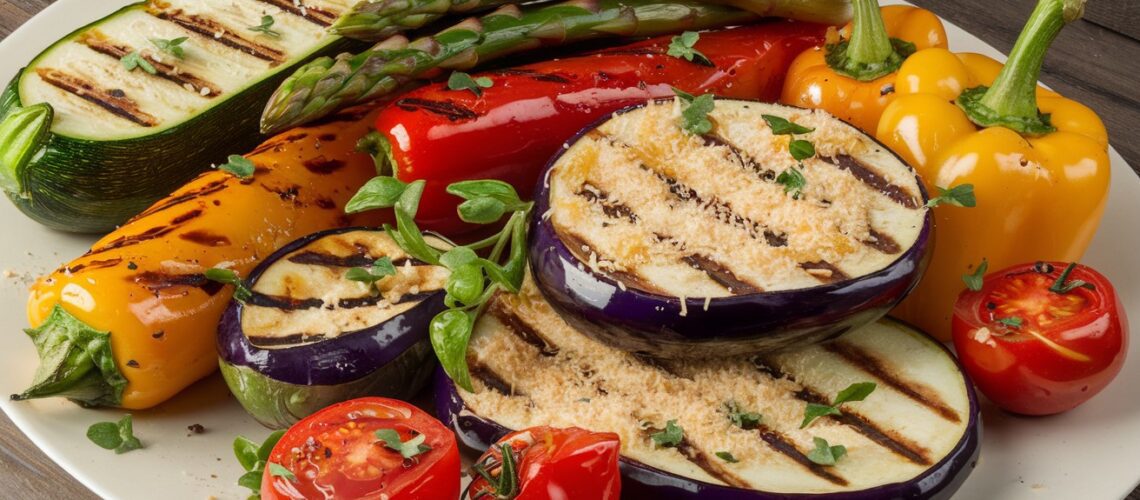 Grilled Vegetables with Vegan Parmesan