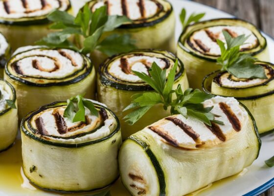 Grilled Zucchini Rolls with Goat Cheese