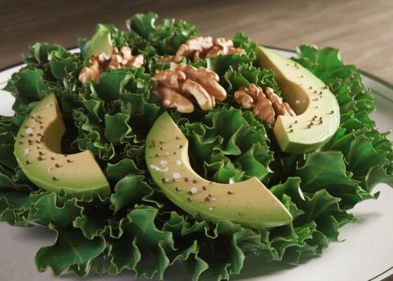 Kale Salad with Walnuts & Avocado