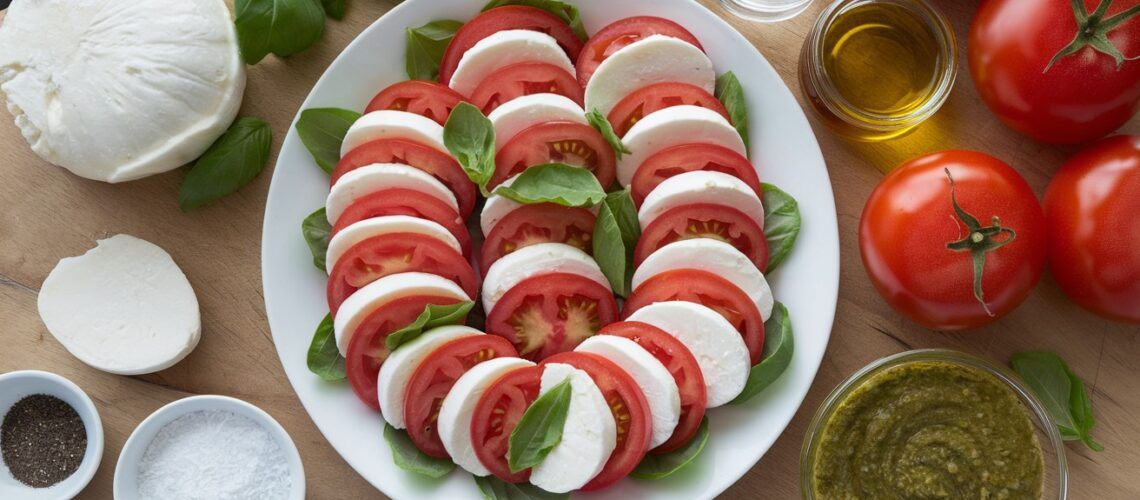 Keto Caprese Salad with Basil Pesto