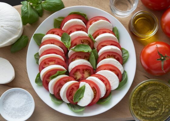 Keto Caprese Salad with Basil Pesto