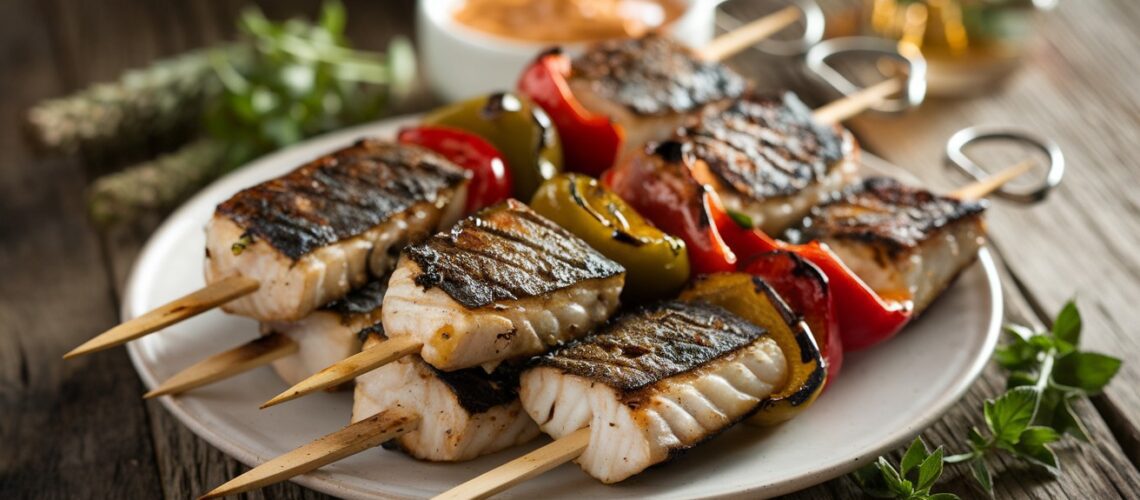 Keto Fish Skewers with Bell Peppers