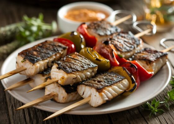 Keto Fish Skewers with Bell Peppers