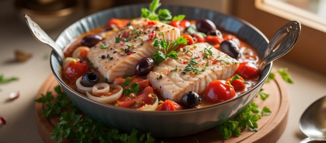 Keto Fish Stew with Tomatoes and Olives