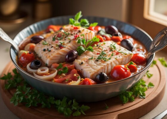 Keto Fish Stew with Tomatoes and Olives