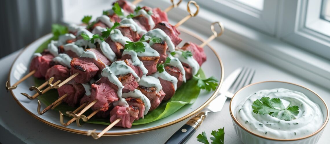 Keto Lamb Kebab with Garlic Yogurt