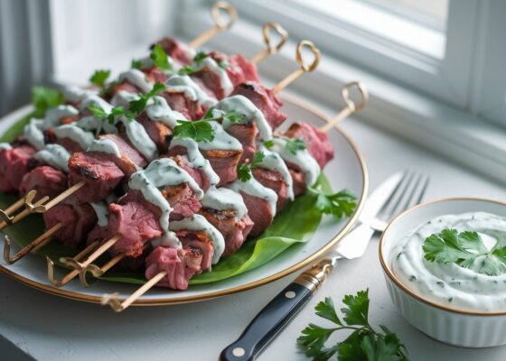 Keto Lamb Kebab with Garlic Yogurt