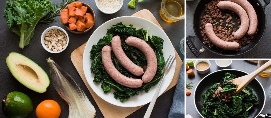 Keto Lamb Sausage and Kale Stir-Fry