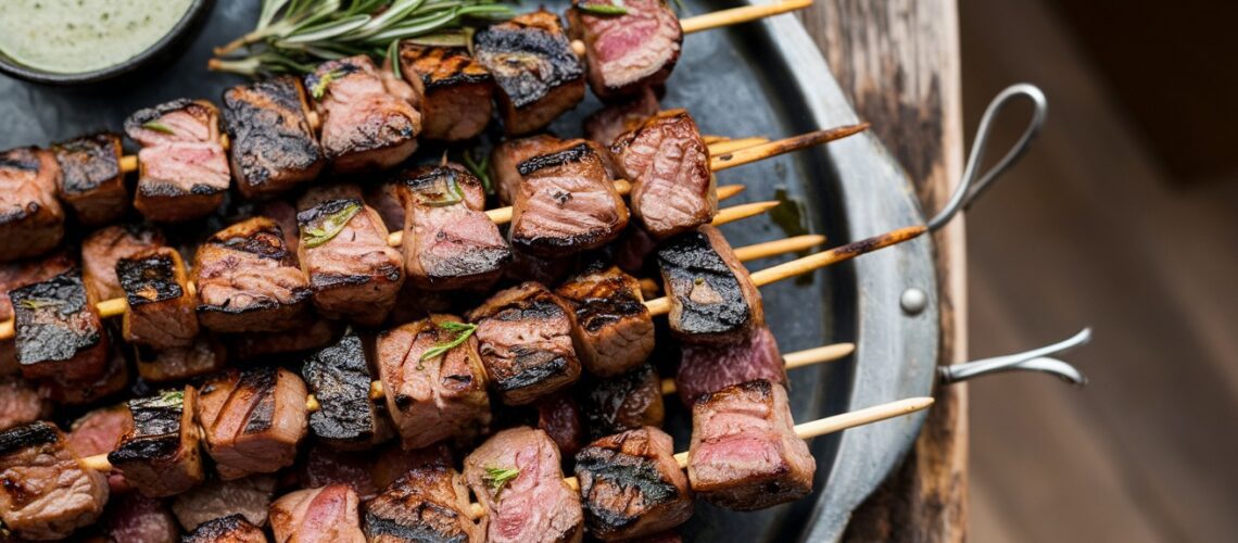 Keto Lamb Skewers with Herb Dressing