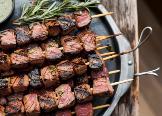 Keto Lamb Skewers with Herb Dressing