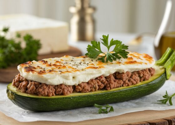 Keto Lamb and Feta Zucchini Boats