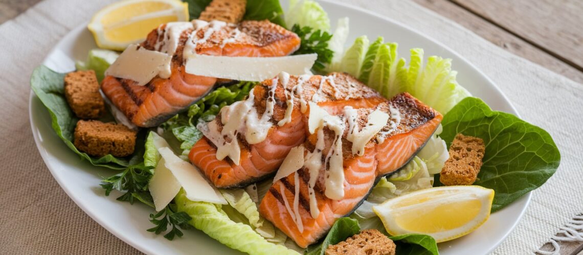 Keto Salmon Caesar Salad