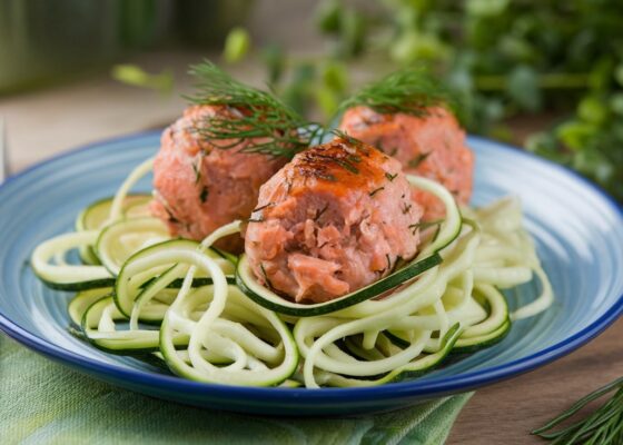 Keto Salmon Meatballs with Zucchini Noodles