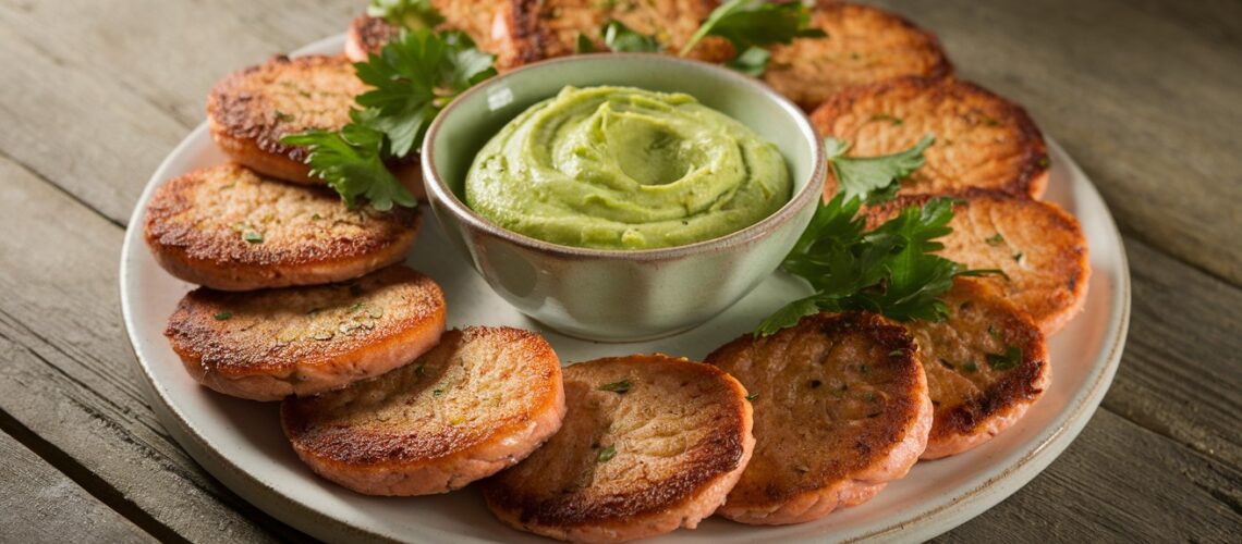 Keto Salmon Patties with Avocado Dip