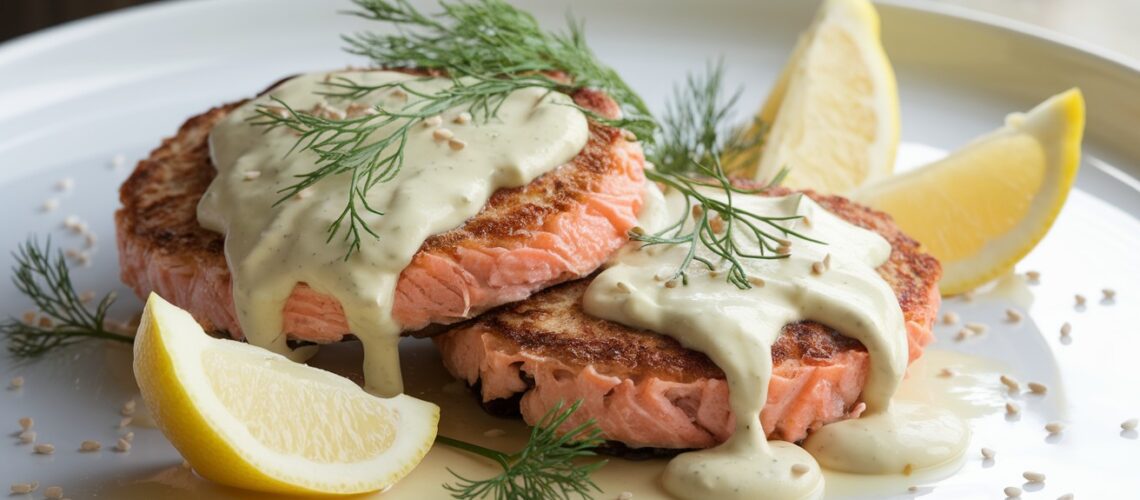 Keto Salmon Patties with Creamy Dill Sauce