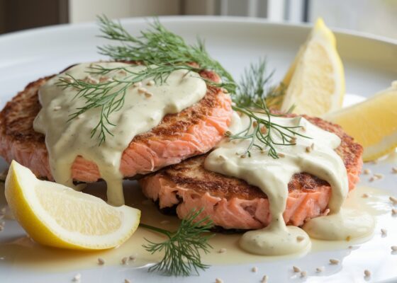 Keto Salmon Patties with Creamy Dill Sauce