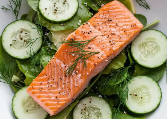 Keto Salmon Salad with Cucumber and Dill