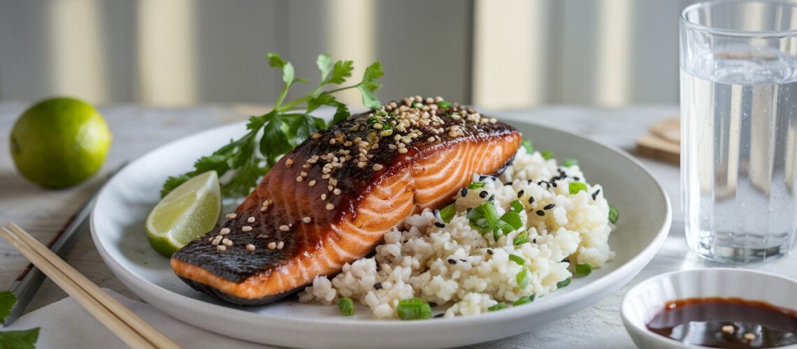 Keto Salmon Teriyaki with Cauliflower Rice