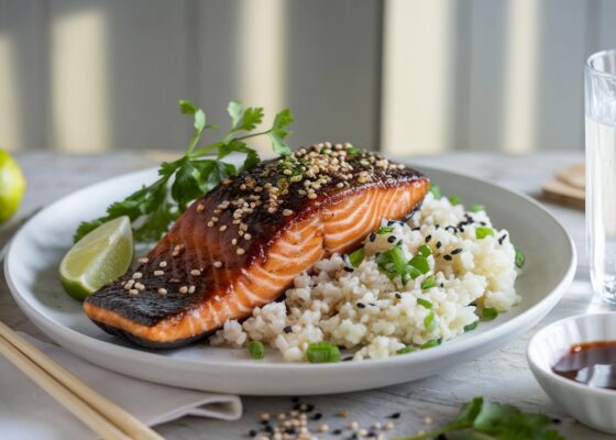 Keto Salmon Teriyaki with Cauliflower Rice