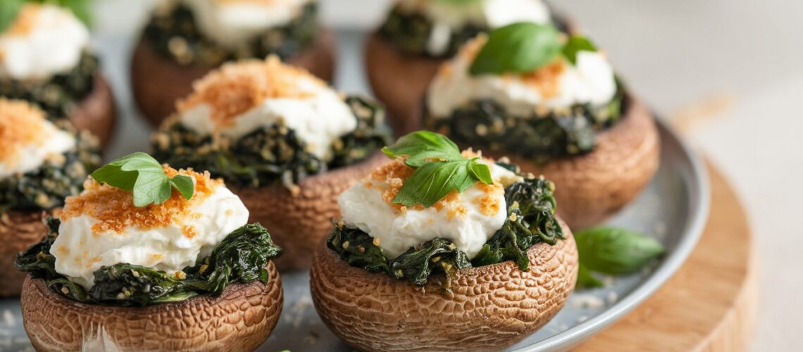 Keto Spinach & Ricotta Stuffed Mushrooms