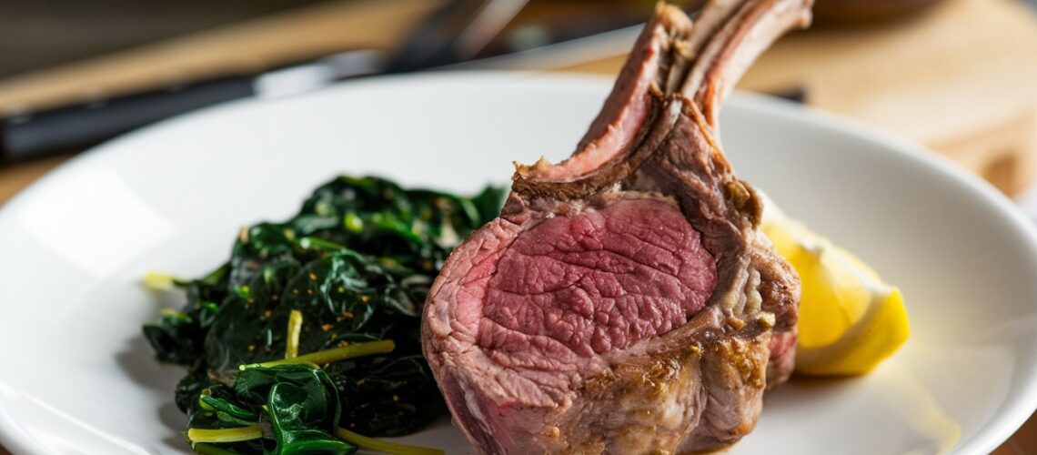 Lamb Chops with Garlic Spinach