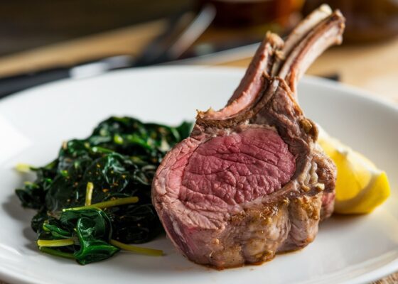 Lamb Chops with Garlic Spinach