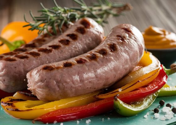 Lamb Sausages with Peppers and Onions