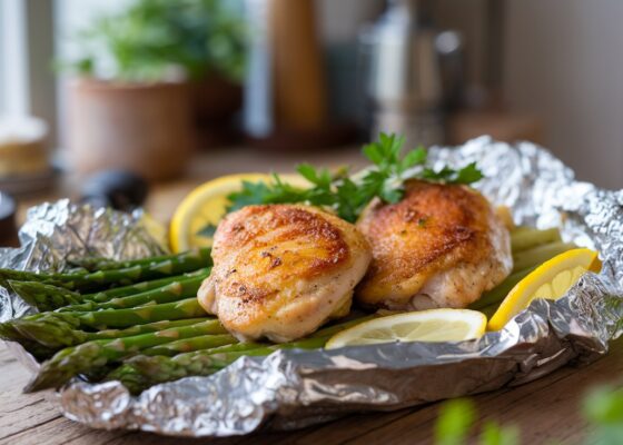 Lemon Garlic Chicken and Asparagus Foil Packs