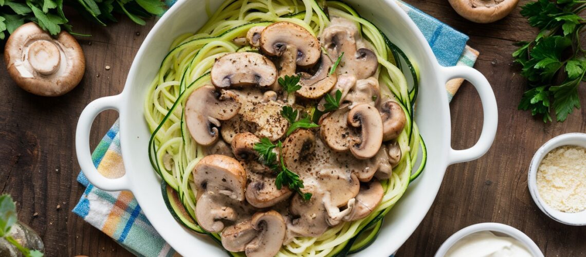 Mushroom Stroganoff with Zucchini Noodles