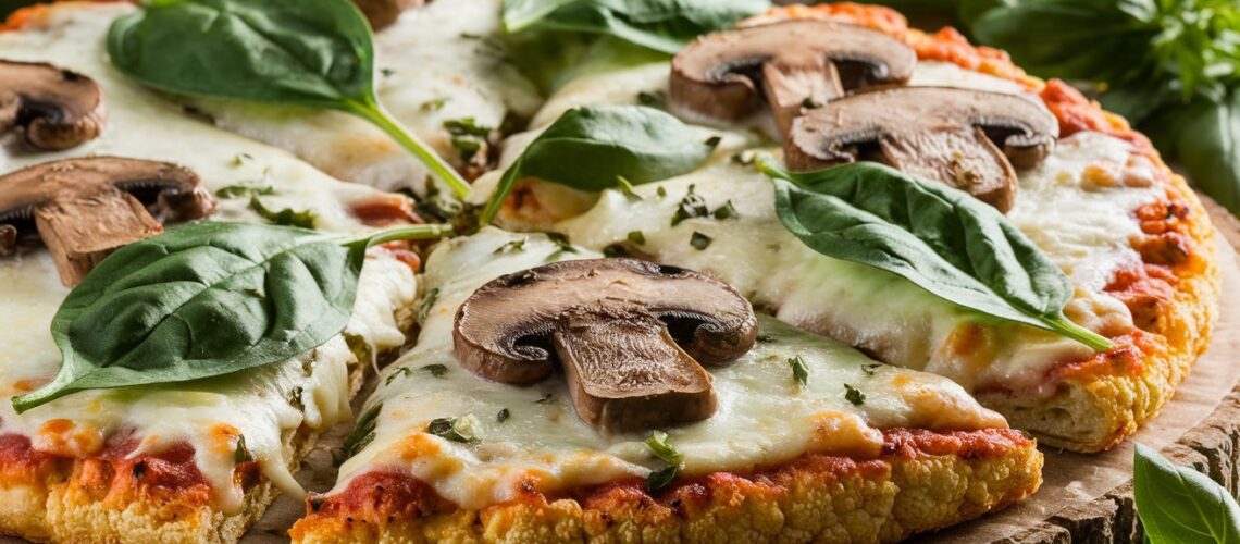 Mushroom & Spinach Cauliflower Crust Pizza