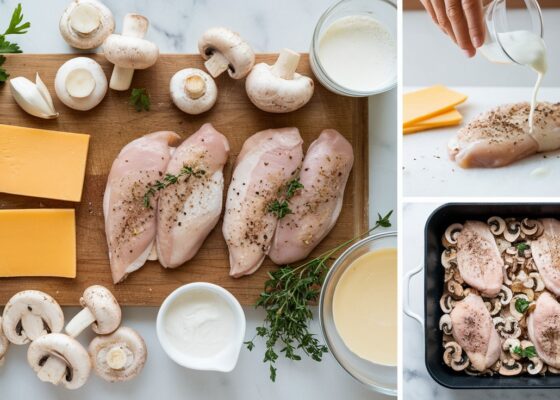 Mushroom and Swiss Chicken Bake