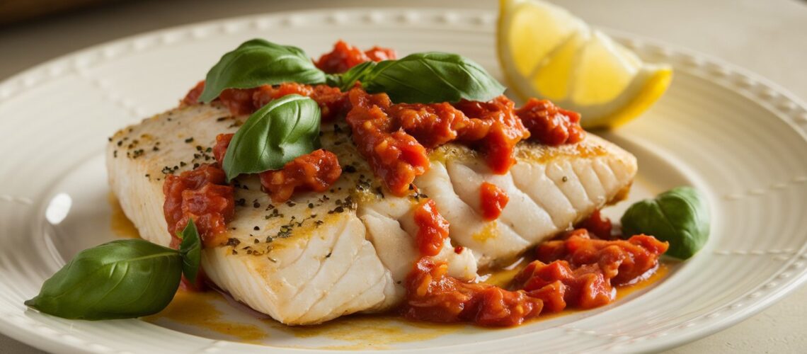 Oven-Baked Cod with Tomato Basil Sauce