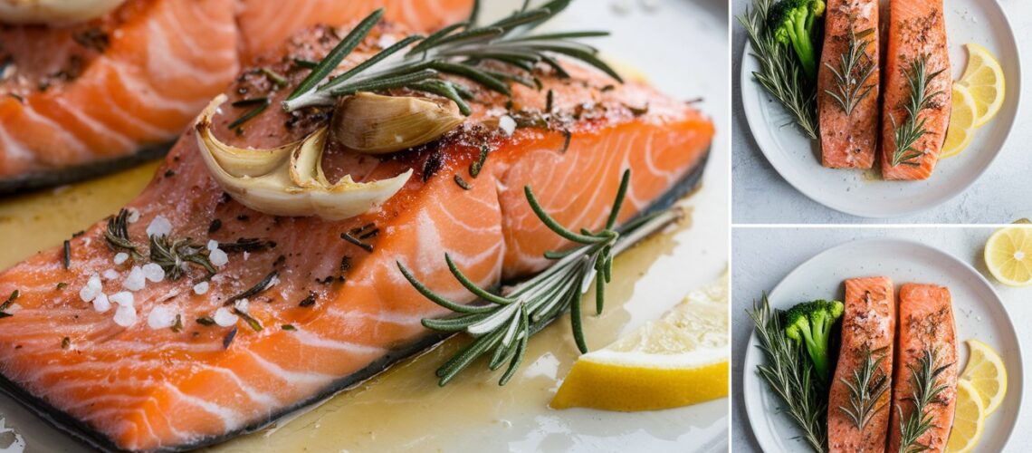 Oven-Baked Salmon with Garlic and Rosemary