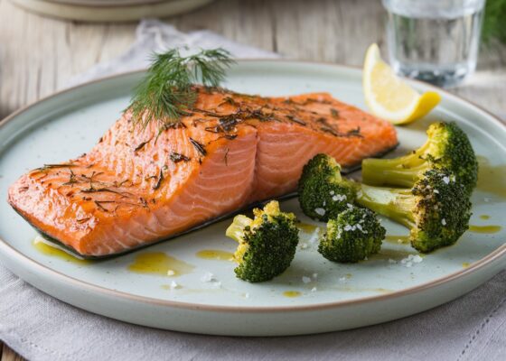 Oven-Roasted Salmon with Broccoli