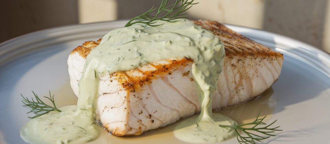 Pan-Seared Halibut with Creamy Dill Sauce