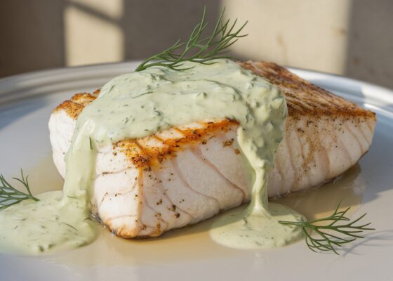 Pan-Seared Halibut with Creamy Dill Sauce