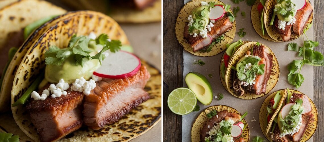 Pork Belly Tacos with Cauliflower Tortillas