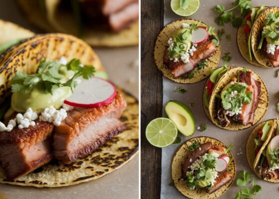 Pork Belly Tacos with Cauliflower Tortillas