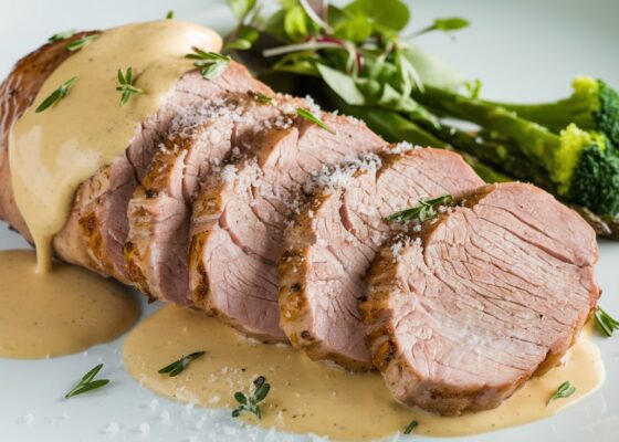 Pork Tenderloin with Garlic Cream Sauce