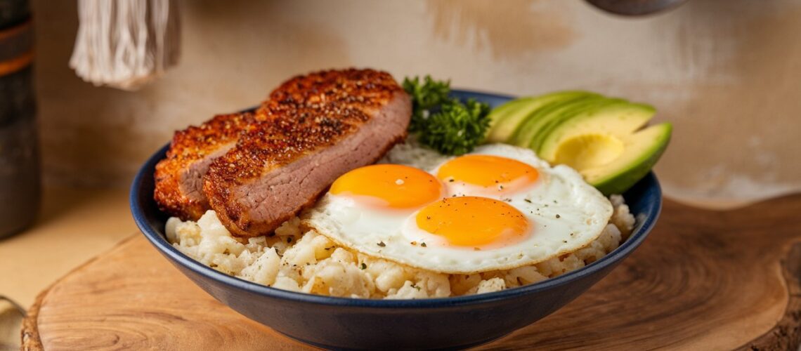 Pork and Cauliflower Breakfast Bowl