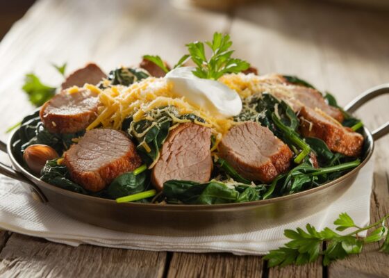 Pork and Spinach Breakfast Skillet