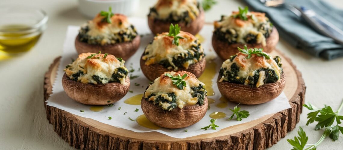 Pork and Spinach Stuffed Mushrooms