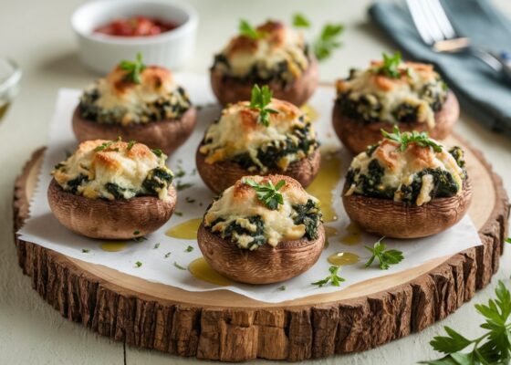 Pork and Spinach Stuffed Mushrooms