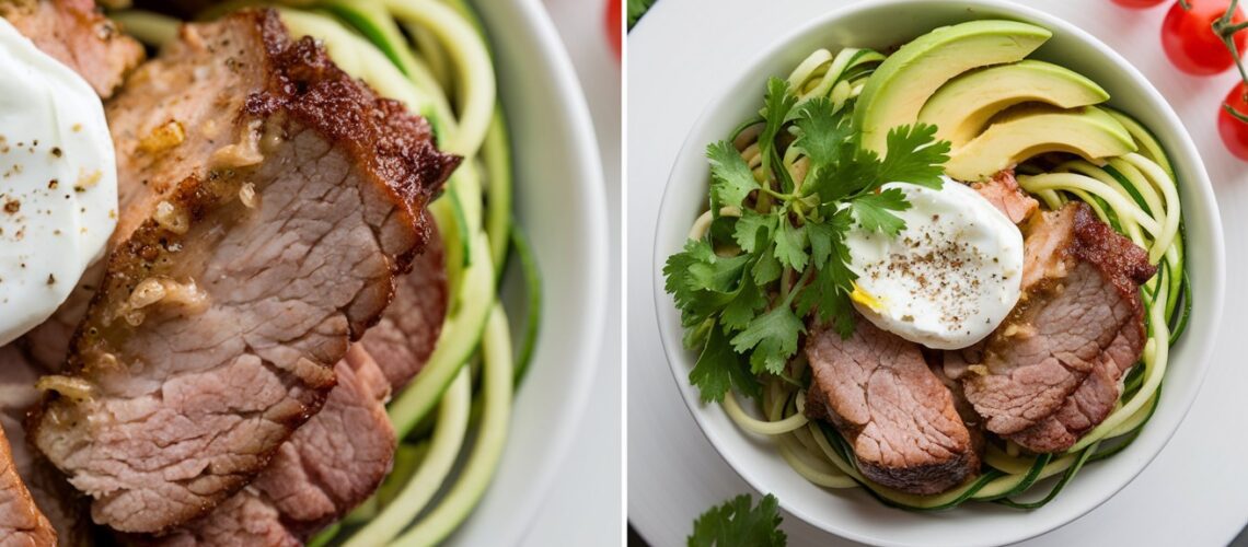 Pork and Zoodle Breakfast Bowl