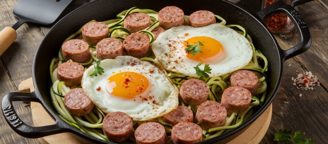 Pork and Zoodle Breakfast Skillet