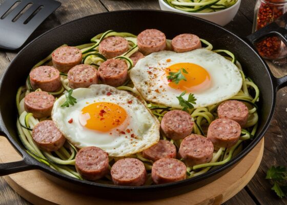 Pork and Zoodle Breakfast Skillet