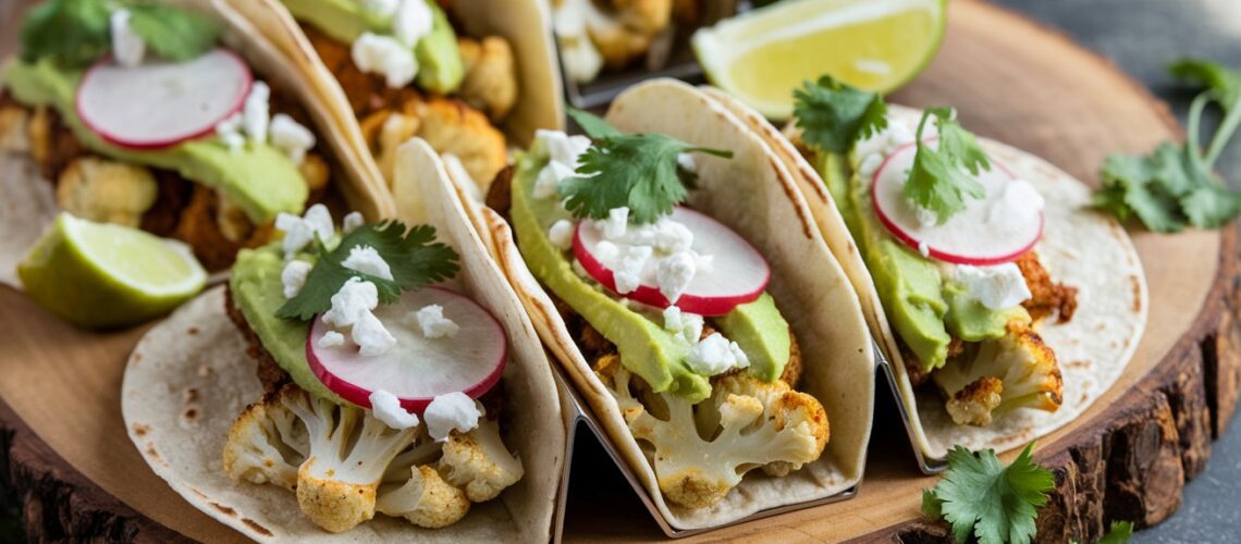 Roasted Cauliflower Tacos with Avocado Cream